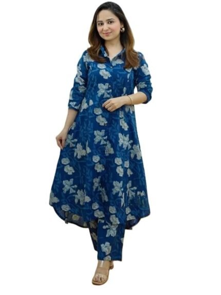 Women's Cotton Blend Kurta Set | Kurta Set | Kurti Set For Women | Festive Kurta Set For Women | Regular Fit Kurta Set For Women