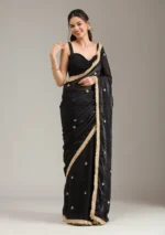 Black Stonework (Gold) Georgette Saree - Image 4