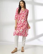 Women Ikat Cotton Straight Kurta