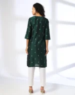 Women Embroidered Straight Kurta - Image 4