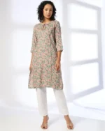 Women Paisley Print Straight Kurta with Neck Tie-Up