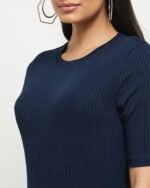 Women Ribbed Stretchable Round-Neck Top - Image 2