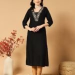 Women Embroidered Straight Kurta