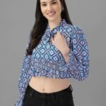Crop Tops for Women Western Wear Blue
