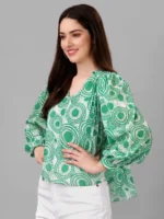 TOPS FOR WOMEN WESTERN WEAR ABSTRACT GREEN COLOUR - Image 3