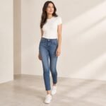 Washed Indigo Mid Rise Smart-Casual Stretch Denim Jeans